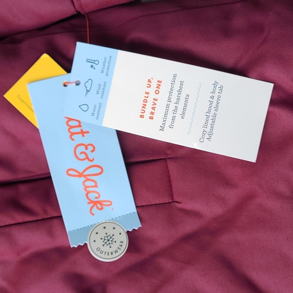 New! Cat & Jack Girls' Lightweight Parka Jacket Burgundy Red Medium - Picture 7 of 9